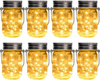 GIGALUMI Solar Mason Jar Lights, 8 Pack 30 Led String Fairy Lights Garden by GIGALUMI