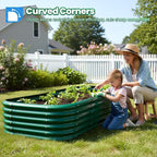 Quictent Galvanized Raised Garden Bed Kit, Strengthened by Crossbar, Dark Green - Image 2