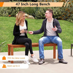 Tangkula 47 Inch Patio Wood Bench, 2-Person Backless Bench w/Slatted Seat - Image 9