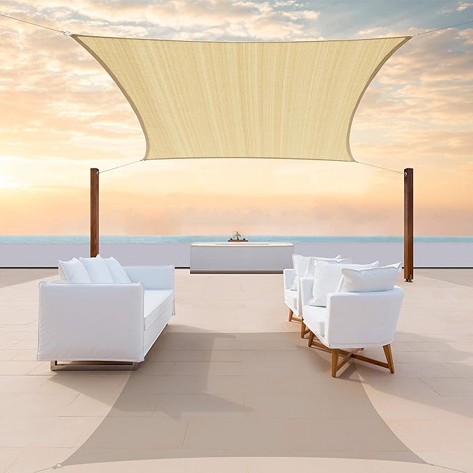 ColourTree TAPR1616 Custom Size 18' x 20' Beige Sun Shade Sail Canopy UV Block by ColourTree