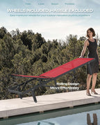 Aluminum Outdoor Lounge Chairs Set of 2, Pool Lounge Chairs - Image 4