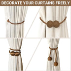Hion Magnetic Curtain Tiebacks Dark Brown 4 Pack, Curtain Tiebacks Buckles - Image 7