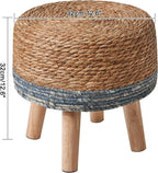 YMYNY Foot Stool Natural Seagrass Hand Weave, 12.6" Small Ottoman, Round - Image 3