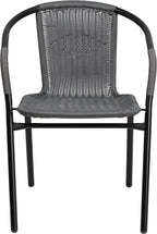 EMMA + OLIVER Set of 4 Modern Rattan Indoor/Outdoor Stack Chairs, Stacking - Image 7