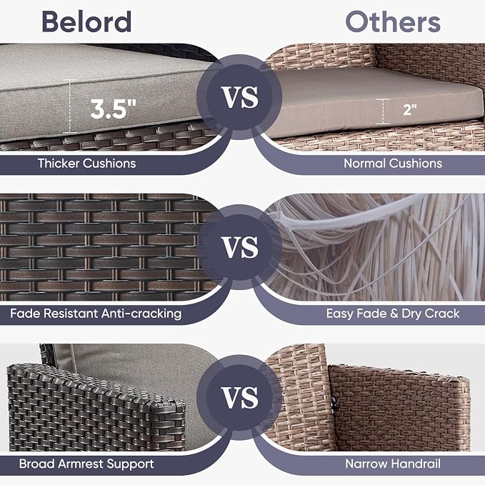 Belord Outdoor Couch Patio Furniture: Wicker Patio Sofa - Image 6