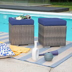 Patiorama 2 Pieces Assembled Outdoor Patio Ottoman, Indoor Outdoor All-Weather - Image 2