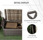 Outsunny 29 Gallon Patio Wicker Storage Bench, Outdoor PE Rattan Patio Furniture - Image 8