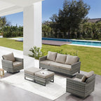 Belord Wicker Patio Furniture 5 Piece Outdoor Sofa Set, Oversize Outdoor Swivel - Image 2