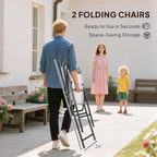 Outsunny 4 Piece Outdoor Patio Dining Furniture Set, 2 Folding Chairs, - Image 4
