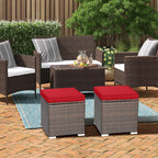 RELAX4LIFE Wicker Outdoor Storage Ottoman, 2-Piece Rattan Footstool w/Removable - Image 8