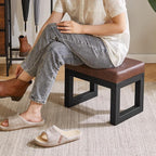 IBUYKE 16 Inch Small Foot Stool Ottoman, Rectangle PU Faux Leather Foot Rest - Image 2