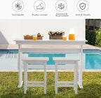 3 Pcs HDPE Outdoor Bar Set of 2 Includes Bar Height Table and Chairs, Patio Bar - Image 4