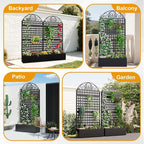 Metal Raised Garden Bed with Trellis, Freestanding Divider Fence with Drainage - Image 7