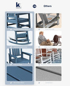 KINGYES HDPE Patio Rocking Chair Set of 4, Outdoor Rocking Chairs Porch Rocker - Image 4