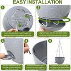 WOUSIWER Self Watering Hanging Planters, 2 Pack 12'' Plastic Pots - Image 7