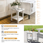 LUE BONA Adirondack Outdoor Side Table, 2-Tier White HDPS Patio End Table - Image 7