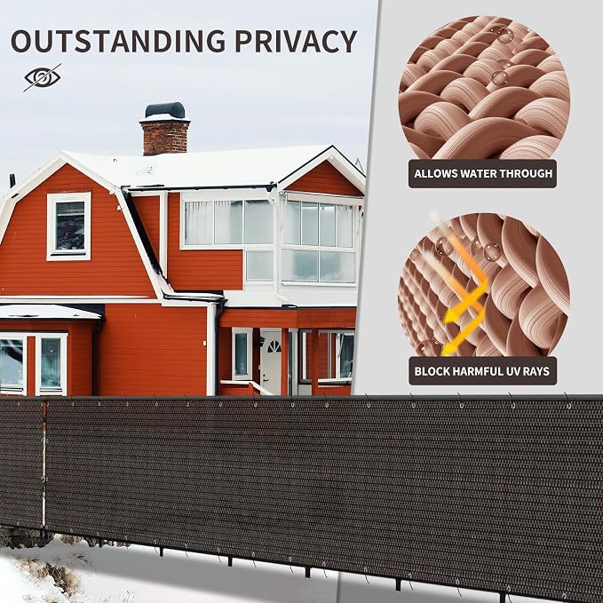 LOVE STORY Custom Size 3'x10' Brown Balcony Privacy Screen, UV Block Privacy - Image 4