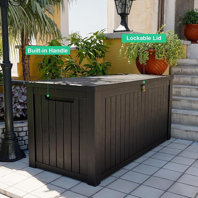 200 Gallon Waterproof Outdoor Storage Box, Resin Deck Box, Lockable Outside - Image 4