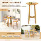 Tangkula 3 Piece Patio Bar Set, Teak Wood Bistro Furniture - Image 8