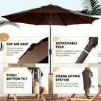 Ayge 9FT Large Outdoor Patio Umbrella Market Table Umbrella-UV Resistant - Image 3
