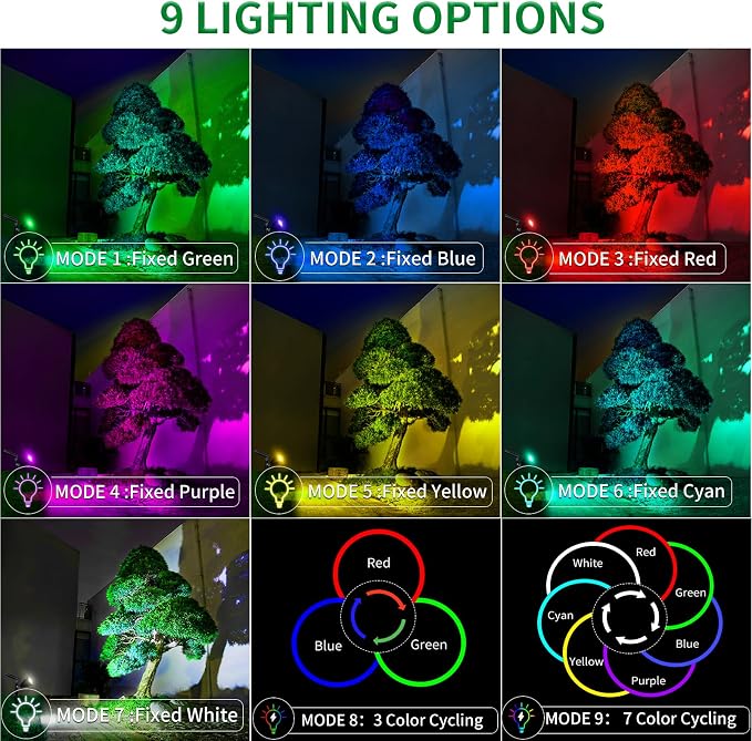 JSOT 4 Pack Halloween Solar Spot Lights Outdoor- RGB Solar Lights Outdoor - Image 3