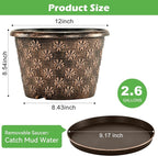12 Inch Planter Pots for Plants, Plastic Large Flower Pots Indoor Outdoor - Image 3