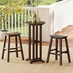 Tangkula 21.5" Round Bar Table, Patio HDPE Bar Height Dining Table w/Slatted - Image 4