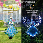 38Inch Angel Solar Lights Outdoor Decorative-Metal&Glass Angel Blue Hydrangea - Image 2