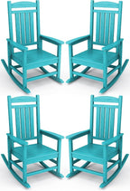 KINGYES HDPE Outdoor Rocking Chair Set of 4, All-Weather Poly Patio Rocking by KINGYES