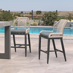 PURPLE LEAF Patio Bar Stool Counter Height Set of 2 Outdoor Rattan Chairs by PURPLELEAF
