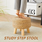 Round Ottoman Natural Seagrass Footstool, Round Footstool - Image 3