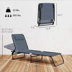 Outsunny Folding Chaise Lounge Chair, Patio Sun Tanning Chair, Outdoor Chaise - Image 3