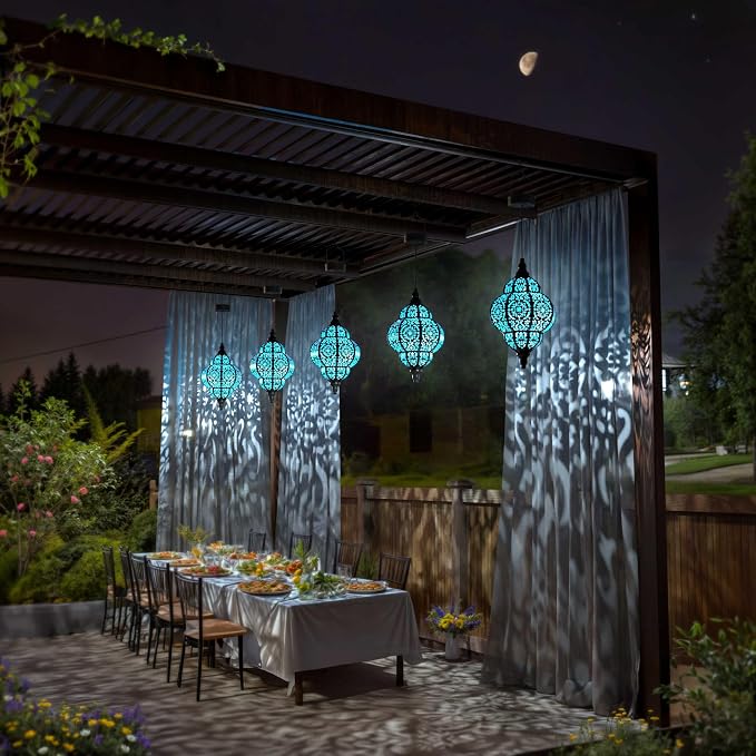 Hanging Solar Lights Outdoor Garden Decor Solar Lantern Waterproof Plastic - Image 6