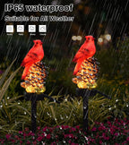 Cardinal Decor Solar Garden Decor Waterproof Red Bird Figurine Solar Stake - Image 5