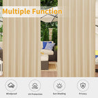 Easy-Going Outdoor Patio Curtains Detachable Tab Top Windproof Weatherproof - Image 5
