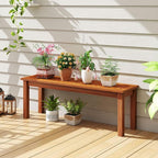 Tangkula Outdoor Wood Bench, 2-Person Backless Patio Garden Bench - Image 4