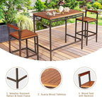 HAPPYGRILL 3 Pieces Outdoor Wicker Rattan Bar Set, Acacia Wood Patio Dining - Image 4
