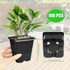 Anyumocz 100Pcs Square Plant Nursery Pots, 3.5 Inch Plastic Pots - Image 2