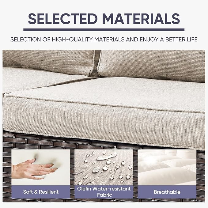 Belord 6 Piece Outdoor Furniture Patio Wicker Sofa Set, Oversize Outdoor Dining - Image 4