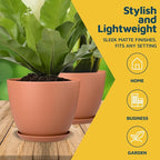 Terracotta Plant Pots with Drainage Holes & Saucers 10 Pack, Indoor & Outdoor - Image 3