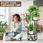 5 Tier Wood Tall Plant Stand Metal Rack Indoor, Planter Shelf Display Rack - Image 5