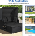 Moccha Outdoor Daybed with Retractable Canopy, Wicker Cabana with 2 Side Tables - Image 7