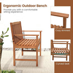 Tangkula Outdoor Garden Bench, 2-Person Eucalyptus Wood Bench - Image 6