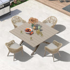 PURPLE LEAF 5 Pieces Oversized Square Patio Dining Set by PURPLELEAF