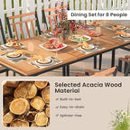 Tangkula 9-Piece Patio Dining Set, Outdoor Acacia Wood Dining Furniture Set - Image 6