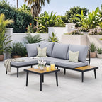 Greesum Outdoor Sectional Sofa Set L-Shaped Metal Patio Furniture - Image 3
