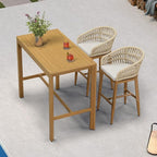 PURPLE LEAF Outdoor Rattan 29" Bar Stools Set of 2, Modern Boho Aluminum Patio - Image 7
