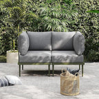 Sundale Outdoor 2 Pieces Metal Patio Furniture Set, Outdoor Sectional Sofa w/6 by SundaleOutdoor