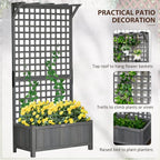 Outsunny Wood Planter with Trellis, Raised Garden Bed - Image 3