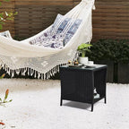 Wicker Rattan Side Table, Outdoor Square Rattan Coffee End Table - Image 9